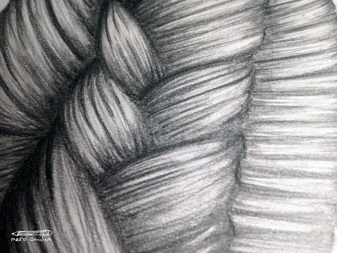 How to draw a braid: Detail of the middle -- Mervi Emilia