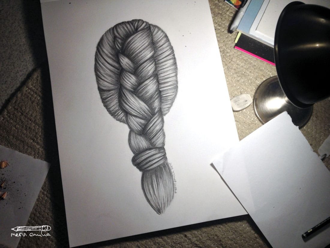 How to draw a braid: Done! -- Mervi Emilia
