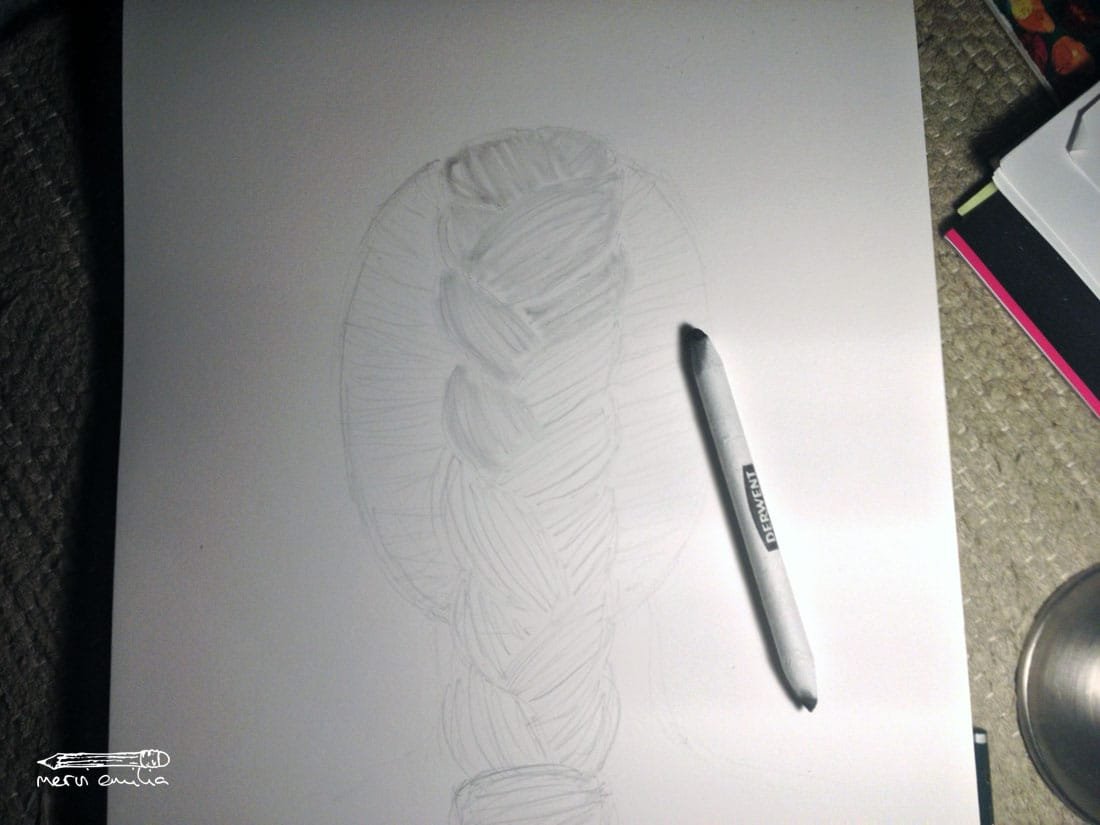 How to draw a braid: Blending the first strands -- Mervi Emilia