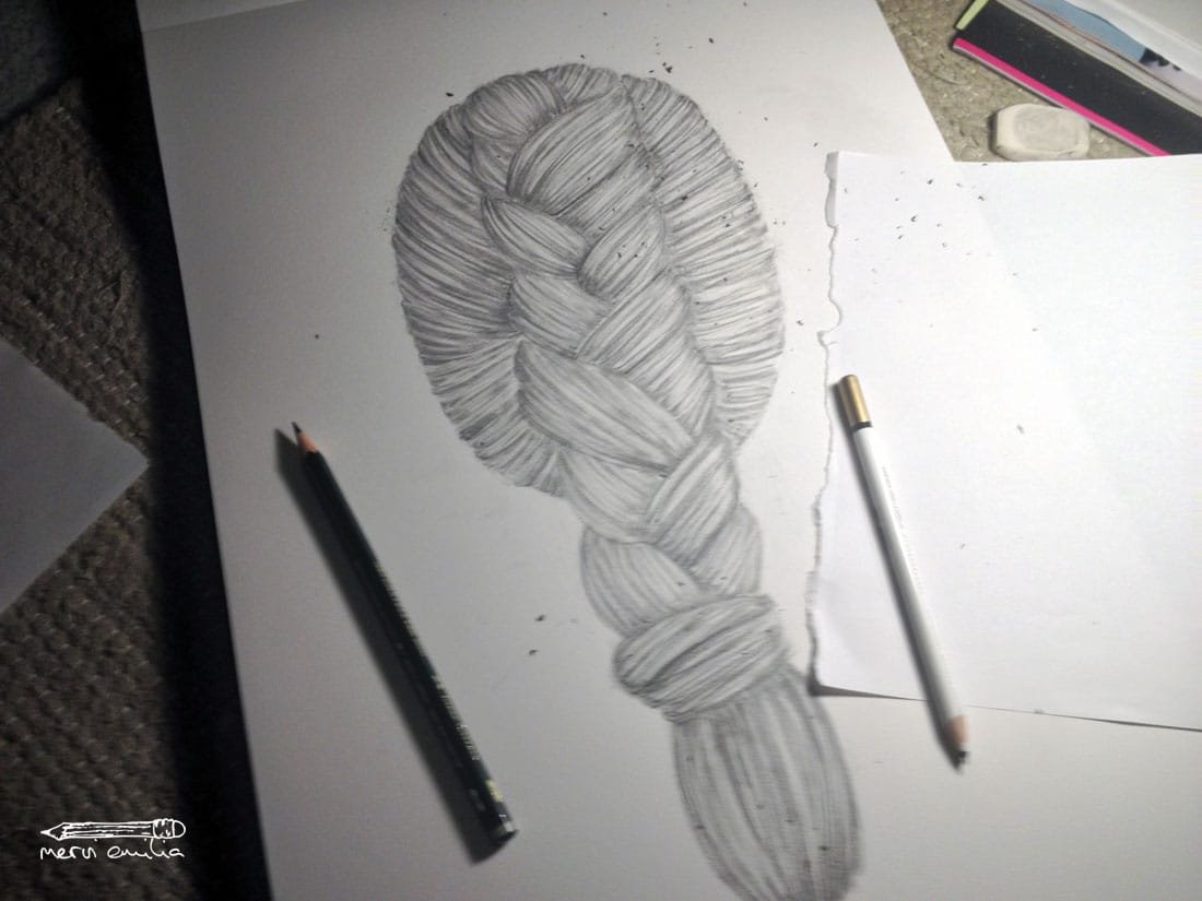 How to draw a braid: Highlighted and stripy -- Mervi Emilia