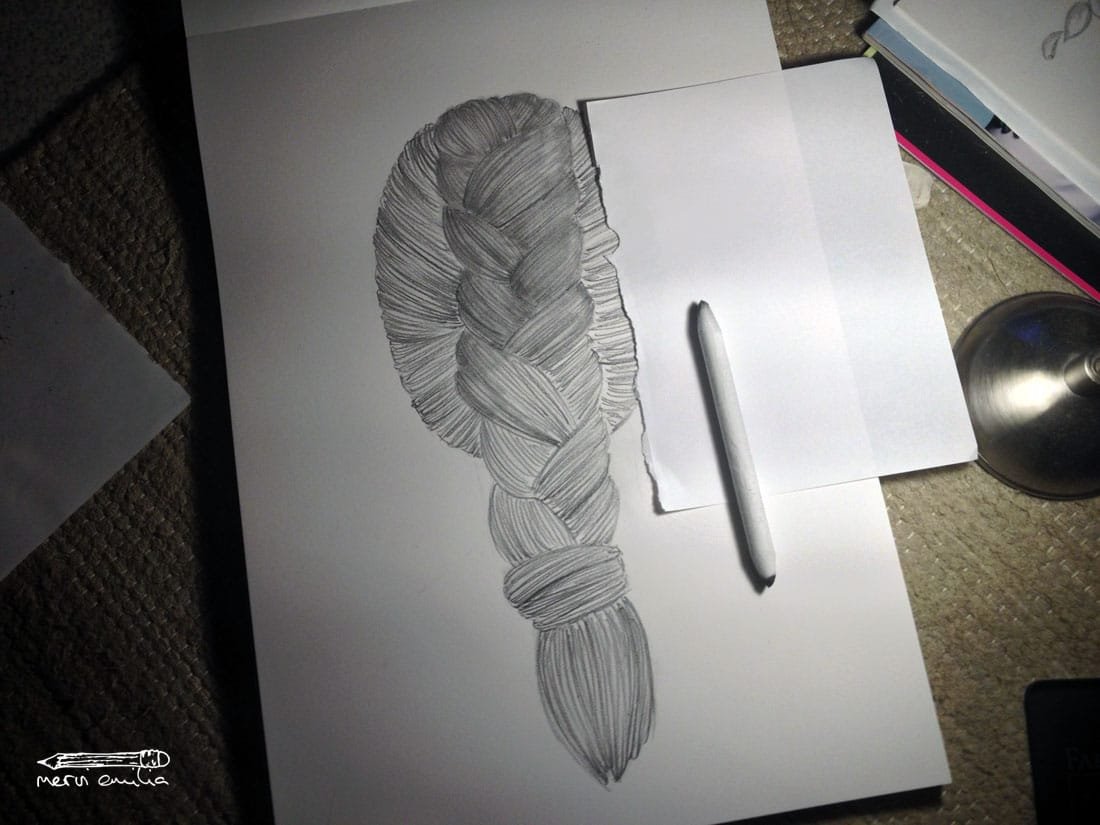 How to draw a braid: Blending the second layer -- Mervi Emilia